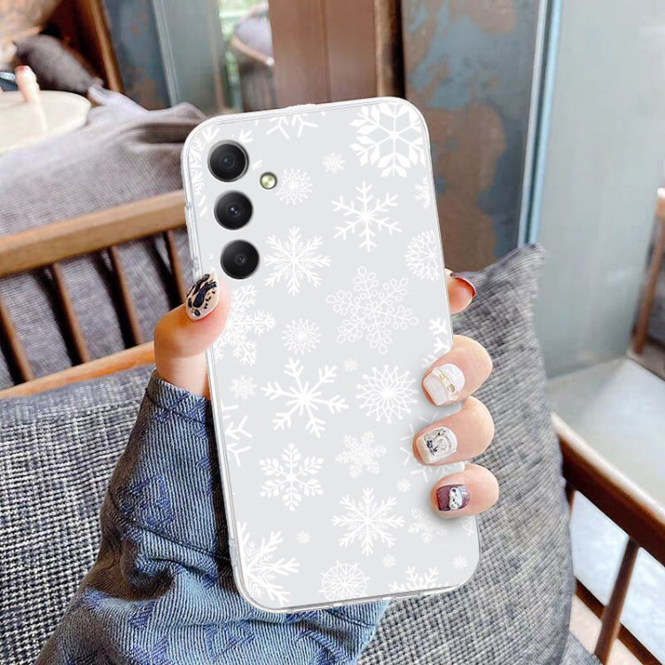 For Samsung Galaxy S25 5G Christmas Painted Pattern TPU Transparent Phone Case(Snowflakes) - Galaxy S25 5G Cases by PMC Jewellery | Online Shopping South Africa | PMC Jewellery | Buy Now Pay Later Mobicred