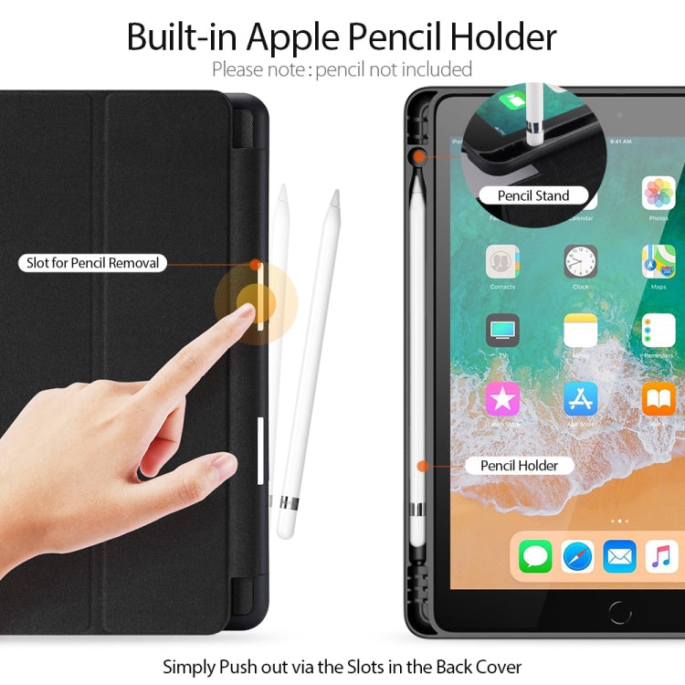 For iPad 9.7 inch(2017)/9.7 inch(2018)/iPad 6 DUX DUCIS Domo Series Horizontal Flip Magnetic PU Leather Case with Three-folding Holder & Pen Slot(Black)