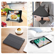 For iPad 9.7 inch(2017)/9.7 inch(2018)/iPad 6 DUX DUCIS Domo Series Horizontal Flip Magnetic PU Leather Case with Three-folding Holder & Pen Slot(Black)