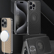 For iPhone 16 Pro GKK Plating Leather Wave MagSafe Phone Case(Titanium Gray)