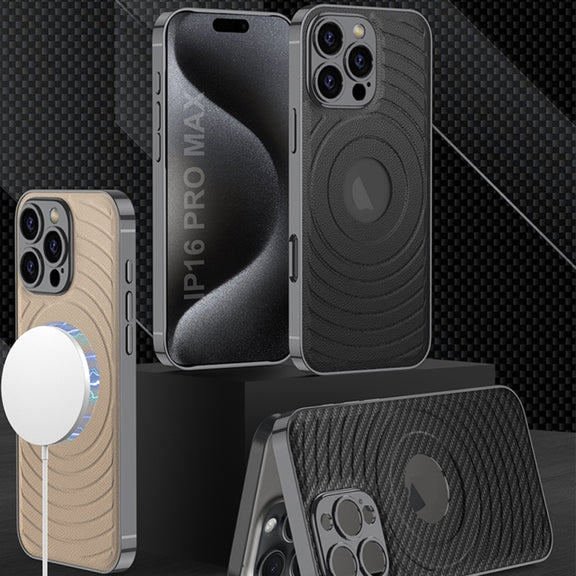 For iPhone 16 Pro GKK Plating Leather Wave MagSafe Phone Case(Titanium Gray)