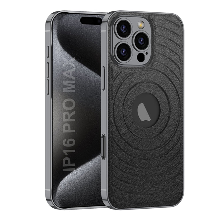For iPhone 16 Pro Max GKK Plating Leather Wave MagSafe Phone Case(Black) - free shipping - PMC Jewellery - Order now!