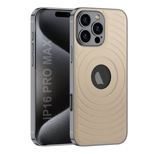For iPhone 16 Pro Max GKK Plating Leather Wave MagSafe Phone Case(Copper) - free shipping - PMC Jewellery - Order now!