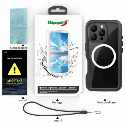 For iPhone 16 Pro RedPepper IP68 Waterproof Triple-proof MagSafe Phone Case(Black) - free shipping - PMC Jewellery - Order now!