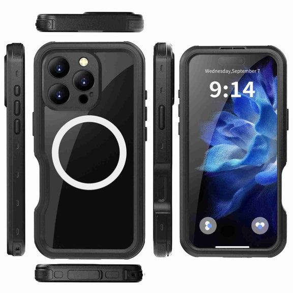 For iPhone 16 Pro RedPepper IP68 Water-resistant Triple-proof MagSafe Phone Case(Black)