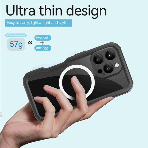 For iPhone 16 Pro RedPepper IP68 Water-resistant Triple-proof MagSafe Phone Case(Black)