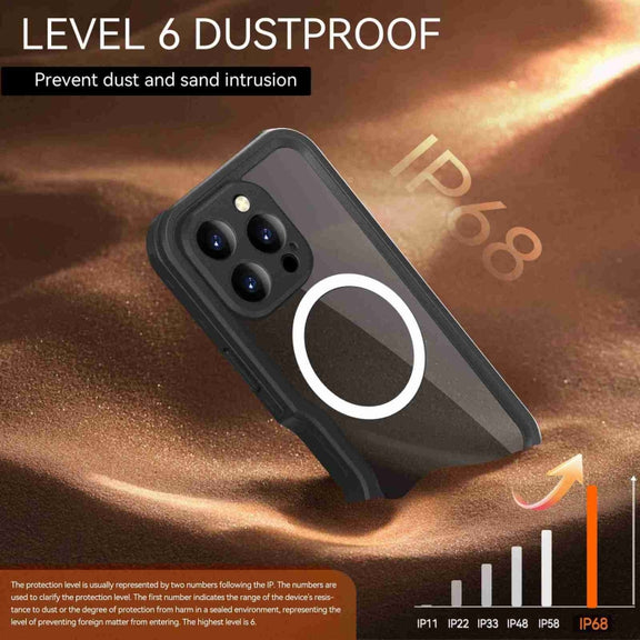 For iPhone 16 Pro RedPepper IP68 Water-resistant Triple-proof MagSafe Phone Case(Black)