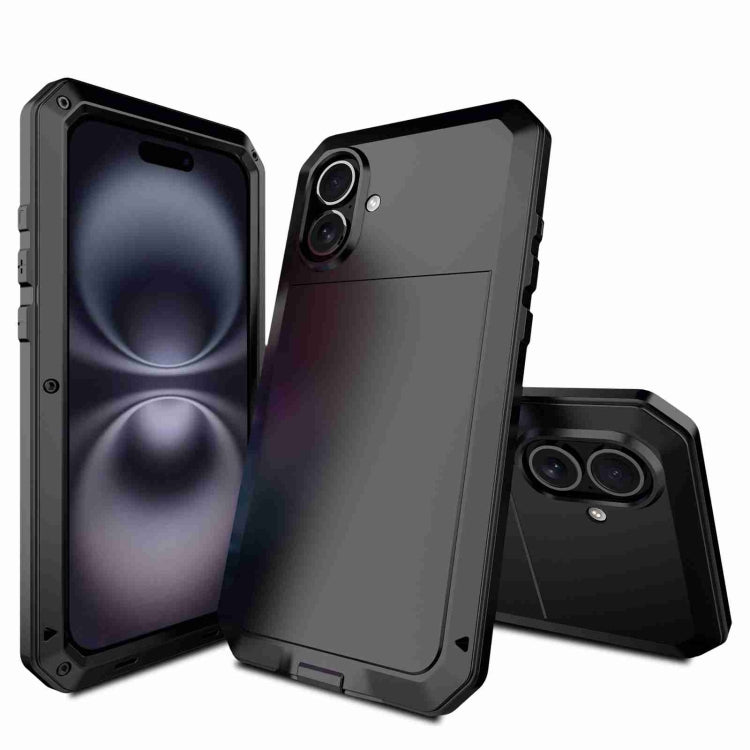 For iPhone 16 Plus RedPepper Triple-proof Metal Phone Case(Black) - free shipping - PMC Jewellery - Order now!