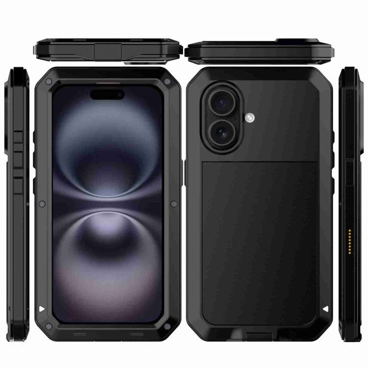 For iPhone 16 Plus RedPepper Triple-proof Metal Phone Case(Black) - free shipping - PMC Jewellery - Order now!