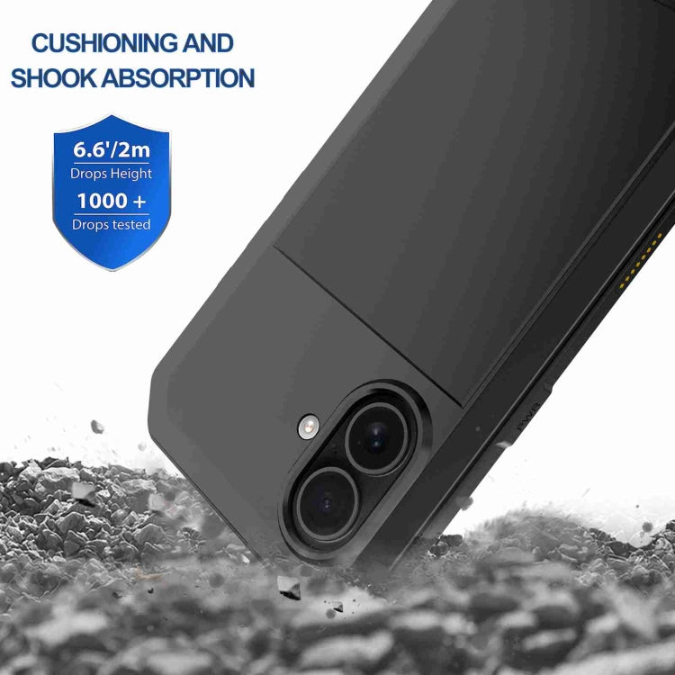 For iPhone 16 Plus RedPepper Triple-proof Metal Phone Case(Black) - free shipping - PMC Jewellery - Order now!