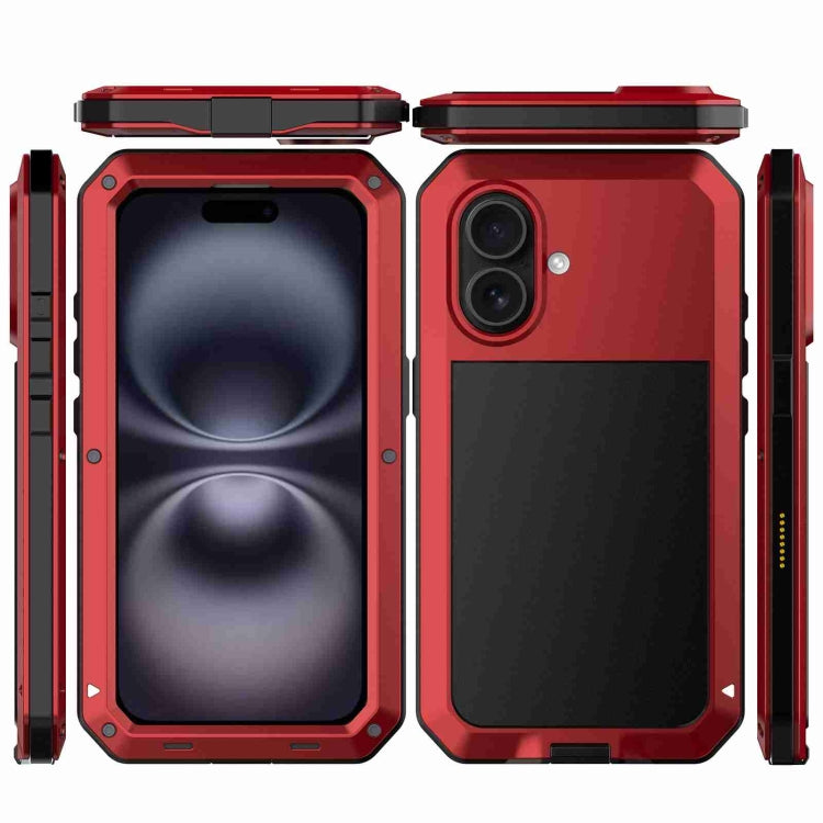 For iPhone 16 RedPepper Triple-proof Metal Phone Case(Red)