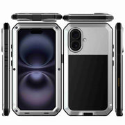 For iPhone 16 RedPepper Triple-proof Metal Phone Case(Silver)