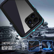 For iPhone 16 Pro Max RedPepper Transparent Dot IP68 Water-resistant Triple-proof Phone Case(Black Blue)