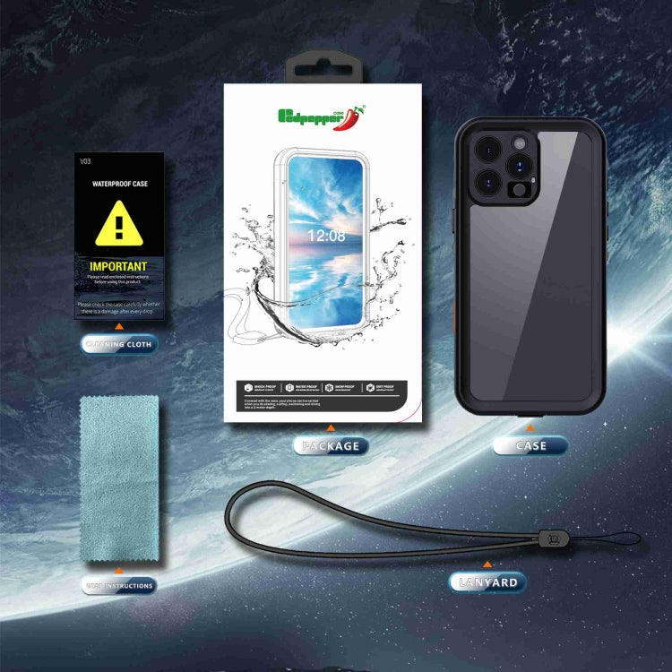 For iPhone 16 Pro RedPepper Transparent Dot IP68 Waterproof Triple-proof Phone Case(Black Dark Grey) - free shipping - PMC Jewellery - Order now!