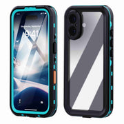 For iPhone 16 Plus RedPepper Transparent Dot IP68 Water-resistant Triple-proof Phone Case(Black Blue)
