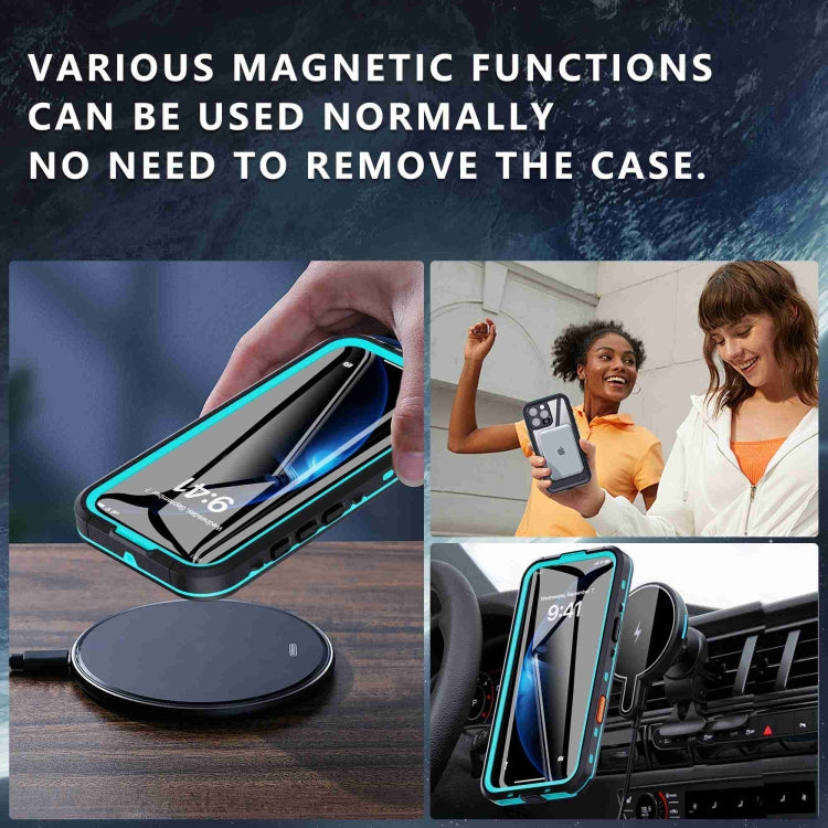For iPhone 16 Pro Max RedPepper Transparent Dot IP68 Water-resistant Triple-proof MagSafe Phone Case(Black Blue)