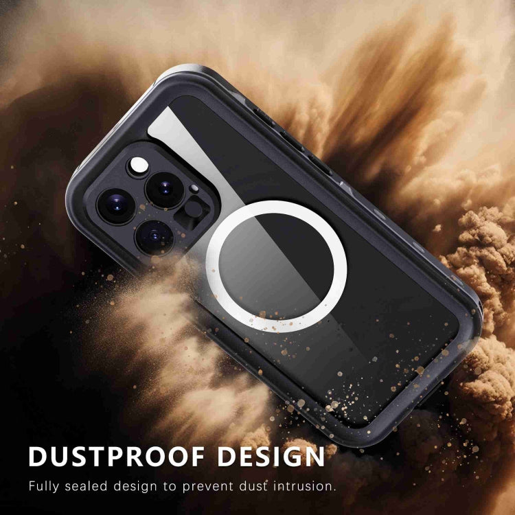 For iPhone 16 Pro Max RedPepper Transparent Dot IP68 Water-resistant Triple-proof MagSafe Phone Case(Black Dark Grey)