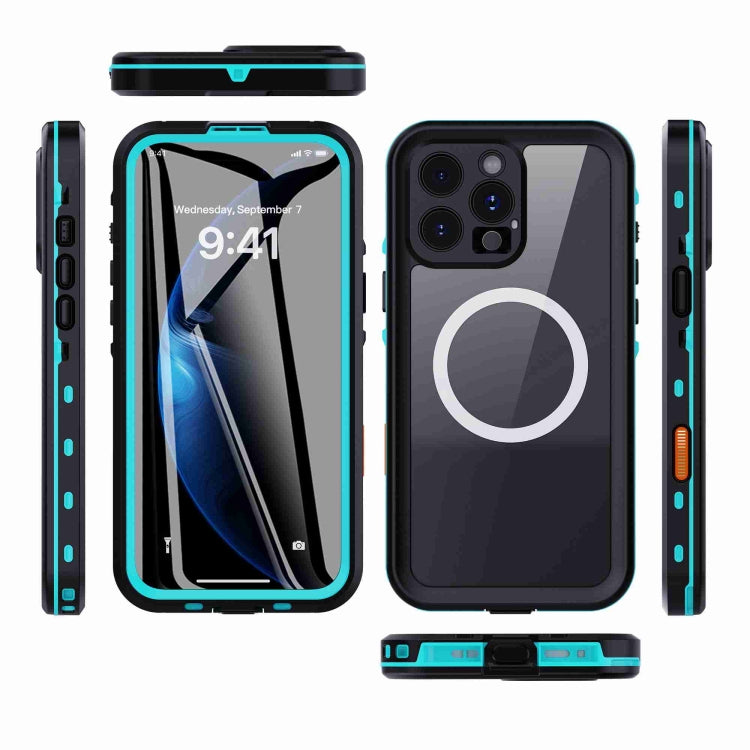 For iPhone 16 Pro RedPepper Transparent Dot IP68 Waterproof Triple-proof MagSafe Phone Case(Black Blue) - free shipping - PMC Jewellery - Order now!