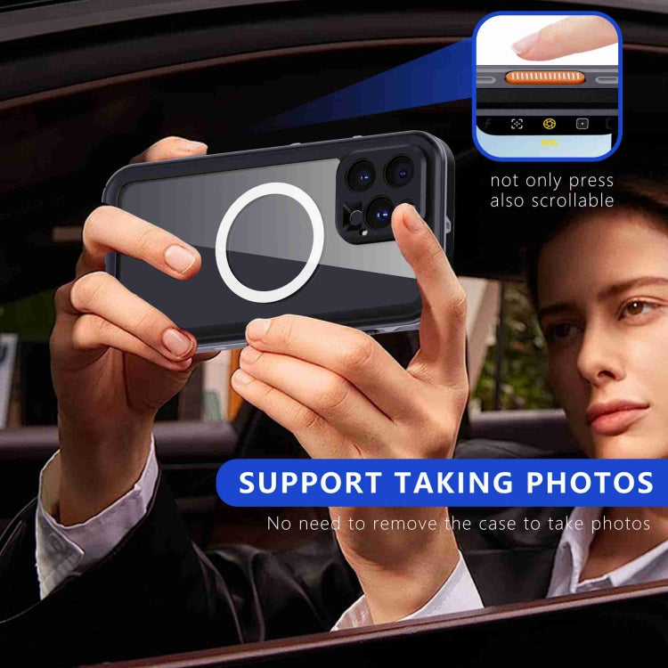 For iPhone 16 Pro RedPepper Transparent Dot IP68 Waterproof Triple-proof MagSafe Phone Case(Black Dark Grey) - free shipping - PMC Jewellery - Order now!