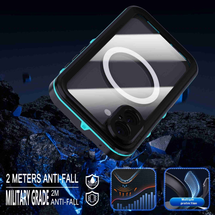 For iPhone 16 Plus RedPepper Transparent Dot IP68 Waterproof Triple-proof MagSafe Phone Case(Black Blue) - free shipping - PMC Jewellery - Order now!