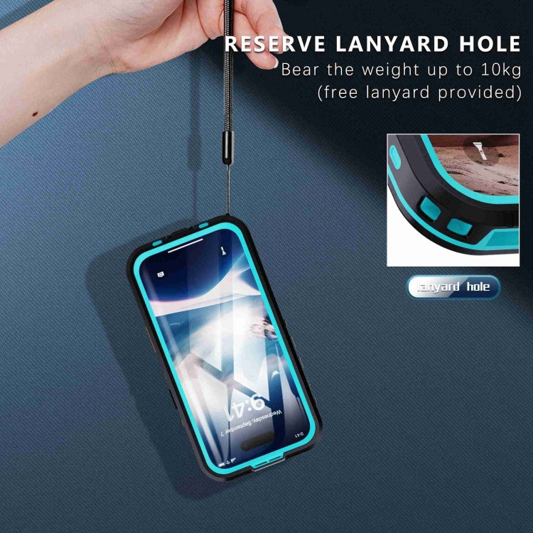 For iPhone 16 Plus RedPepper Transparent Dot IP68 Waterproof Triple-proof MagSafe Phone Case(Black Blue) - free shipping - PMC Jewellery - Order now!