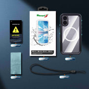 For iPhone 16 RedPepper Transparent Dot IP68 Water-resistant Triple-proof MagSafe Phone Case(Black Blue)