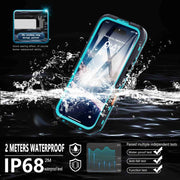 For iPhone 16 RedPepper Transparent Dot IP68 Water-resistant Triple-proof MagSafe Phone Case(Black Blue)
