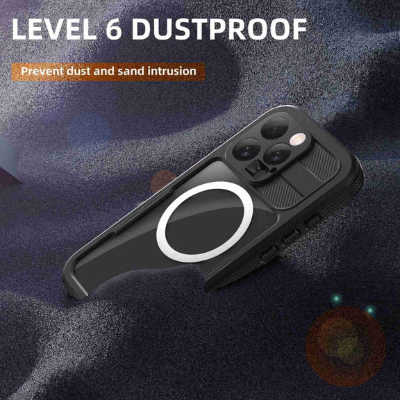 For iPhone 16 Pro RedPepper IP68 Water-resistant Triple-proof MagSafe Phone Case(Black)