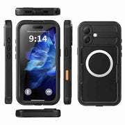 For iPhone 16 RedPepper IP68 Water-resistant Triple-proof MagSafe Phone Case(Black)