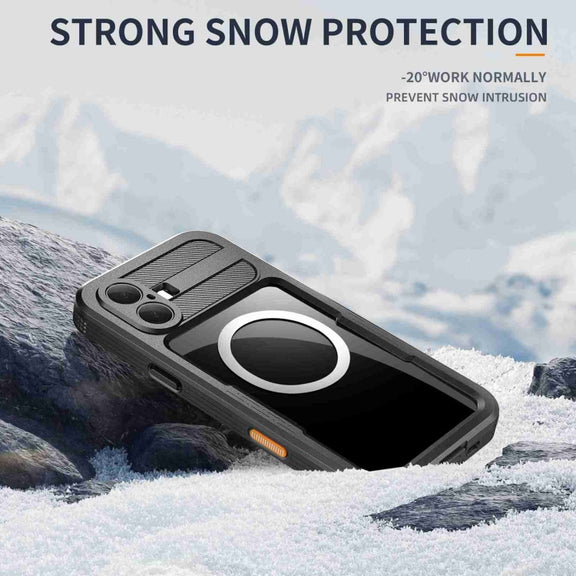 For iPhone 16 RedPepper IP68 Water-resistant Triple-proof MagSafe Phone Case(Black)