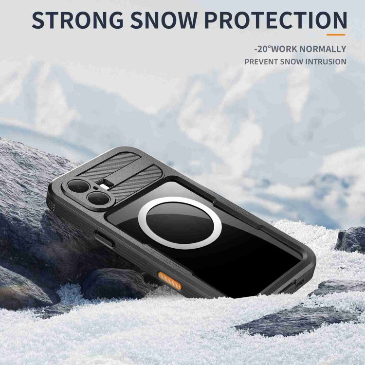 For iPhone 16 RedPepper IP68 Water-resistant Triple-proof MagSafe Phone Case(Black)