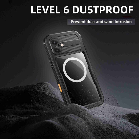 For iPhone 16 RedPepper IP68 Water-resistant Triple-proof MagSafe Phone Case(Black)