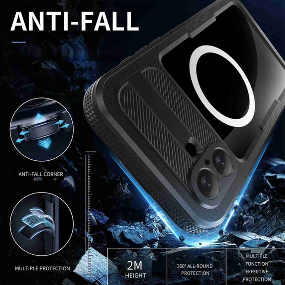 For iPhone 16 RedPepper IP68 Water-resistant Triple-proof MagSafe Phone Case(Black)