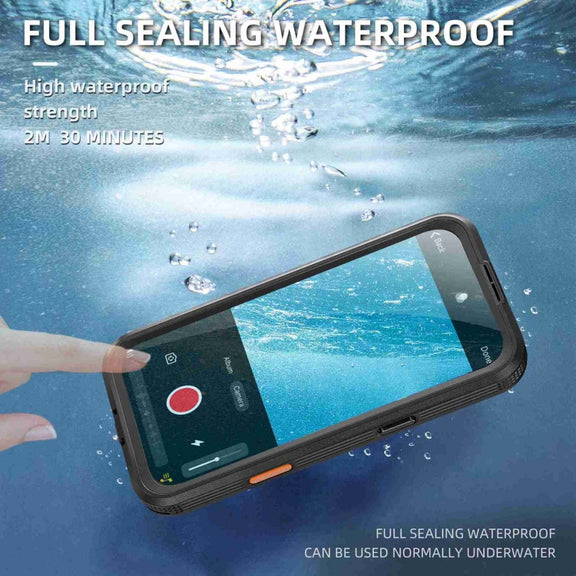 For iPhone 16 RedPepper IP68 Water-resistant Triple-proof MagSafe Phone Case(Black)