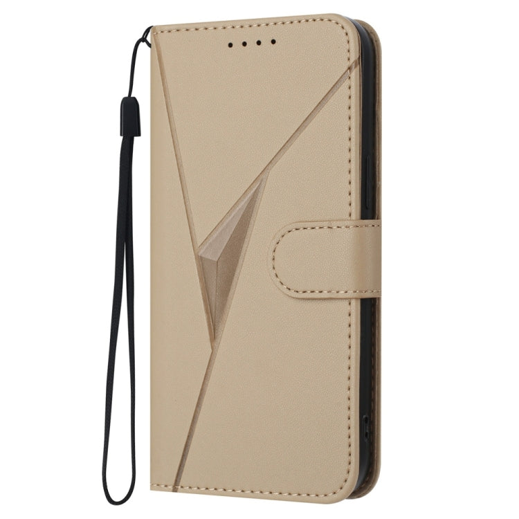 For Samsung Galaxy S25 5G Triangle Pattern Buckle Clasp Leather Phone Case(Gold) - Galaxy S25 5G Cases by PMC Jewellery | Online Shopping South Africa | PMC Jewellery | Buy Now Pay Later Mobicred