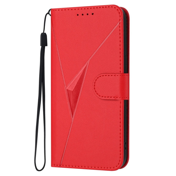 For Samsung Galaxy S25+ 5G Triangle Pattern Buckle Clasp Leather Phone Case(Red)