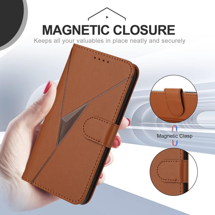 For Samsung Galaxy S25 Ultra 5G Triangle Pattern Buckle Clasp Leather Phone Case(Brown) - Galaxy S25 Ultra 5G Cases by PMC Jewellery | Online Shopping South Africa | PMC Jewellery | Buy Now Pay Later Mobicred