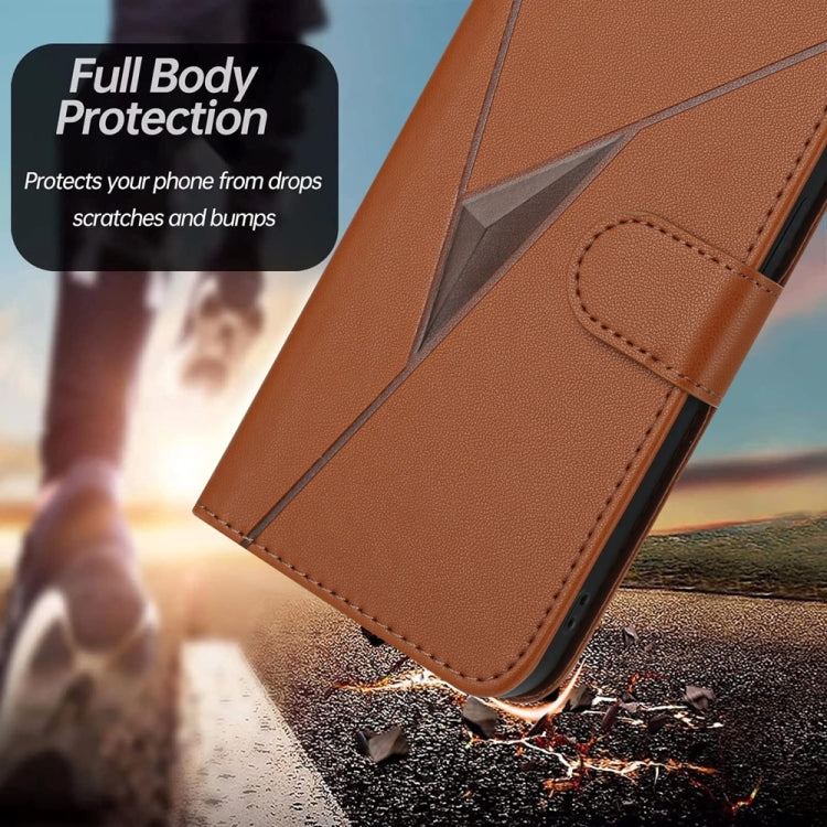 For Samsung Galaxy S25 Ultra 5G Triangle Pattern Buckle Clasp Leather Phone Case(Brown) - Galaxy S25 Ultra 5G Cases by PMC Jewellery | Online Shopping South Africa | PMC Jewellery | Buy Now Pay Later Mobicred
