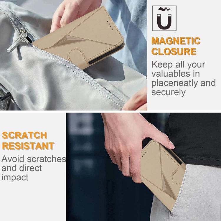 For Samsung Galaxy S25 Ultra 5G Triangle Pattern Buckle Clasp Leather Phone Case(Gold) - Galaxy S25 Ultra 5G Cases by PMC Jewellery | Online Shopping South Africa | PMC Jewellery | Buy Now Pay Later Mobicred