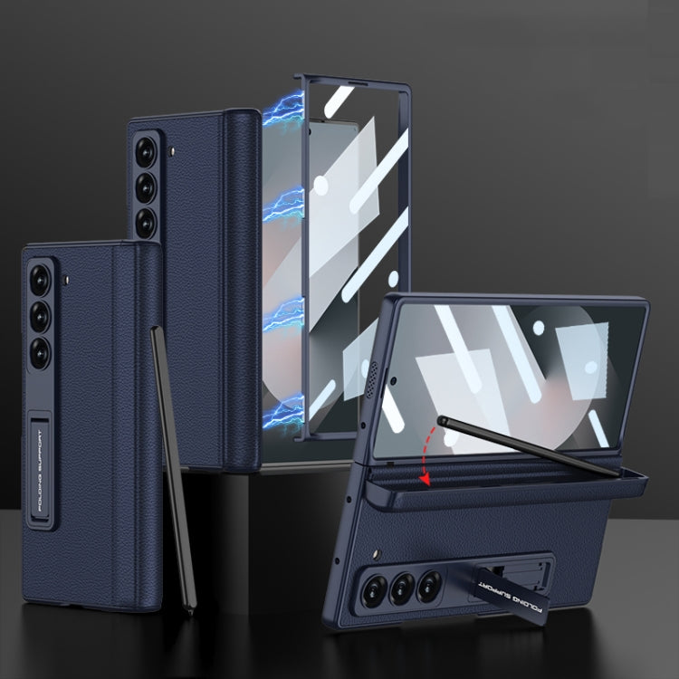 For Samsung Galaxy Z Fold6 GKK Integrated Magnetic Leather Flip Phone Case with Pen Box, Not Included Pen(Blue) - free shipping - PMC Jewellery - Order now!