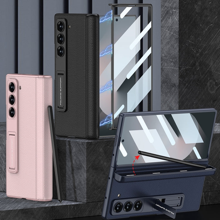 For Samsung Galaxy Z Fold6 GKK Integrated Magnetic Leather Flip Phone Case with Pen Box, Not Included Pen(Blue)