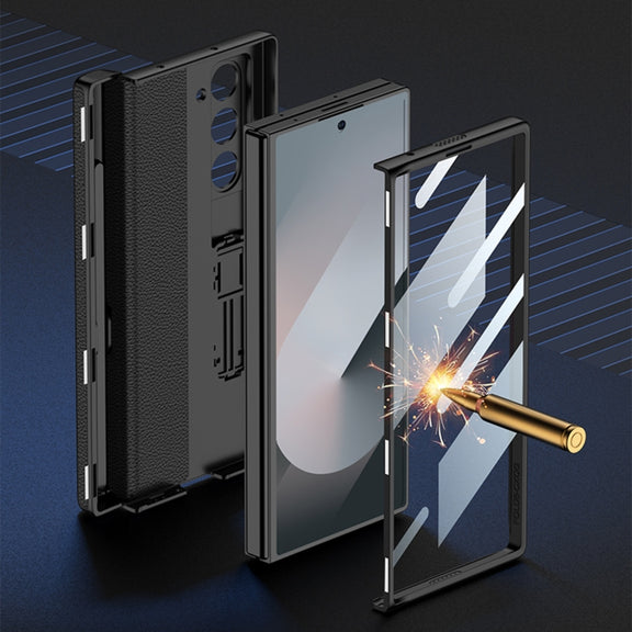 For Samsung Galaxy Z Fold6 GKK Integrated Magnetic Leather Flip Phone Case with Pen Box, Not Included Pen(Light Rose)