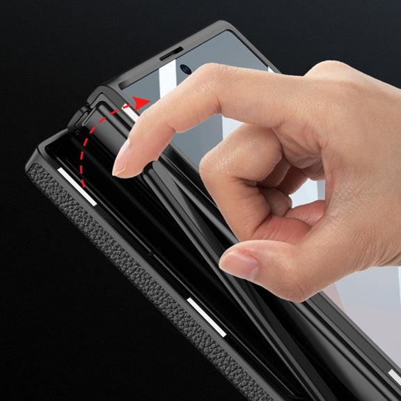 For Samsung Galaxy Z Fold6 GKK Integrated Magnetic Leather Flip Phone Case with Pen Box, Not Included Pen(Light Rose)