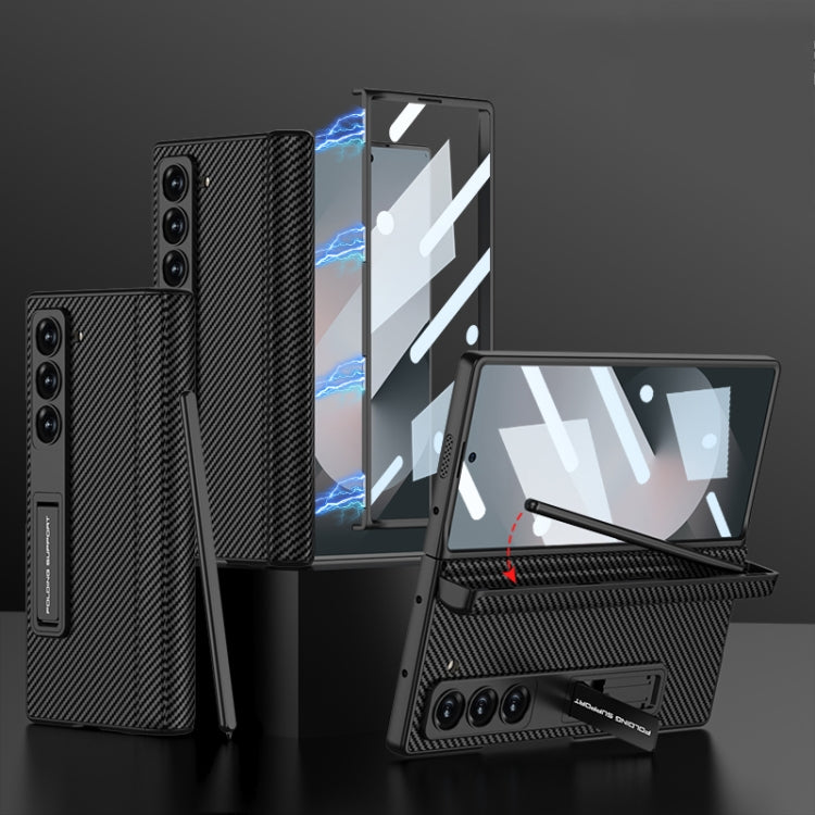For Samsung Galaxy Z Fold6 GKK Integrated Magnetic Leather Flip Phone Case with Pen Box, Not Included Pen(Carbon Fiber) - free shipping - PMC Jewellery - Order now!
