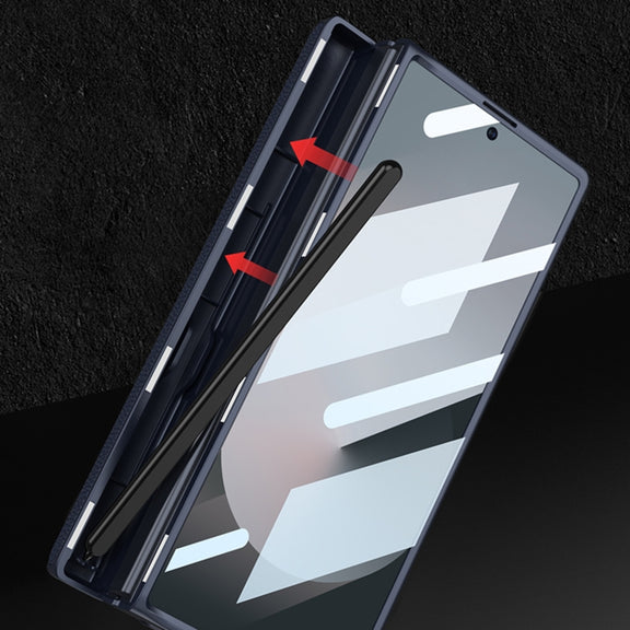 For Samsung Galaxy Z Fold6 GKK Integrated Magnetic Leather Flip Phone Case with Pen Box, Not Included Pen(Carbon Fiber)