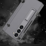 For Samsung Galaxy Z Fold6 GKK Integrated Magnetic Leather Flip Phone Case with Pen Box, Not Included Pen(Carbon Fiber)