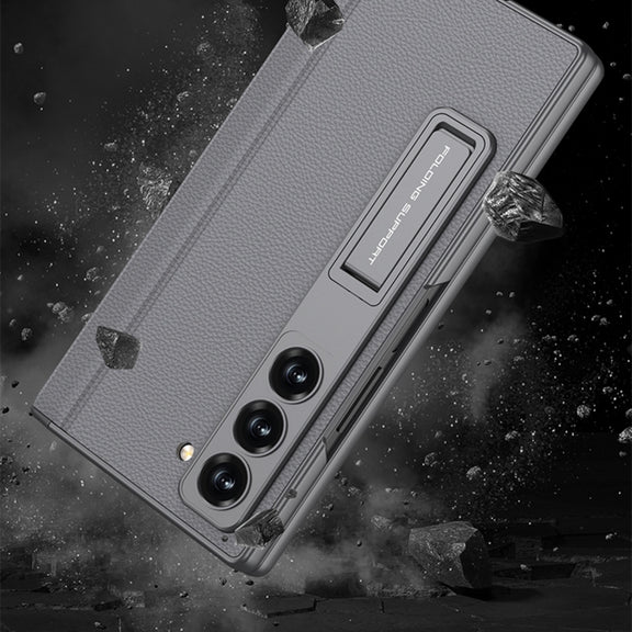 For Samsung Galaxy Z Fold6 GKK Integrated Magnetic Leather Flip Phone Case with Pen Box, Not Included Pen(Carbon Fiber)