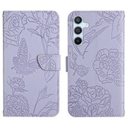 For Samsung Galaxy S25+ 5G Skin Feel Butterfly Embossed Flip Leather Phone Case(Purple)