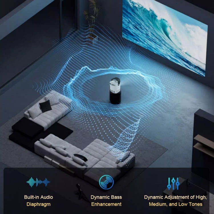 T-2 1920 x 1080P 240ANSI HiSilicon 352 Android 9.0 Portable Projector, UK Plug(White) - LED Projector by PMC TechLife | Online Shopping South Africa | PMC TechLife | Buy Now Pay Later Mobicred