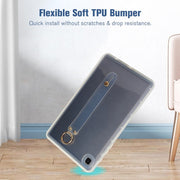 For Samsung Galaxy Tab S9 / S8 / S7 Wristband Holder PC Hybrid TPU Soft Tablet Case(Transparent)
